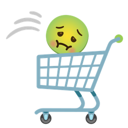 shopping cart and nauseated face