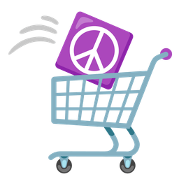shopping cart and peace symbol