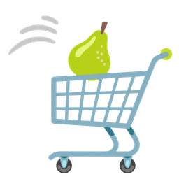shopping cart and pear