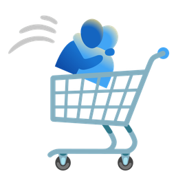 shopping cart and people hugging