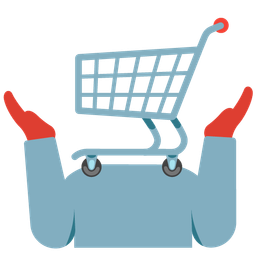 shopping cart and person shrugging