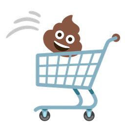 shopping cart and pile of poo