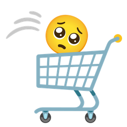 shopping cart and pleading face