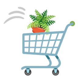 shopping cart and potted plant