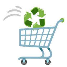 shopping cart and recycling symbol