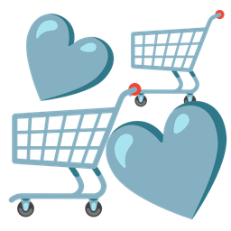 shopping cart and revolving hearts