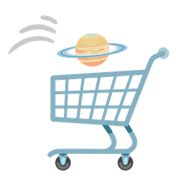 shopping cart and ringed planet