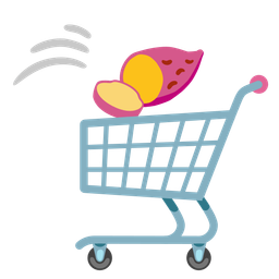shopping cart and roasted sweet potato