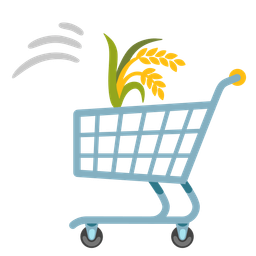shopping cart and sheaf of rice