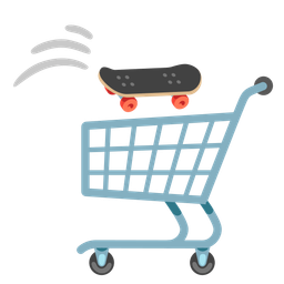 shopping cart and skateboard