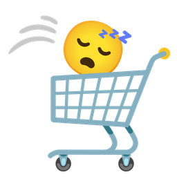 shopping cart and sleeping face