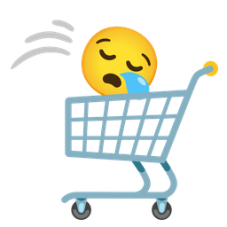 shopping cart and sleepy face