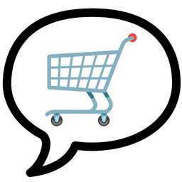 shopping cart and speech balloon