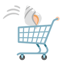 shopping cart and spiral shell
