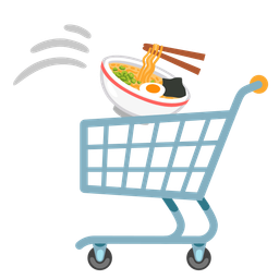 shopping cart and steaming bowl