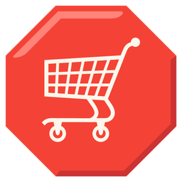 shopping cart and stop sign