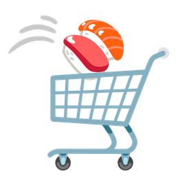 shopping cart and sushi