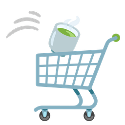 shopping cart and teacup without handle