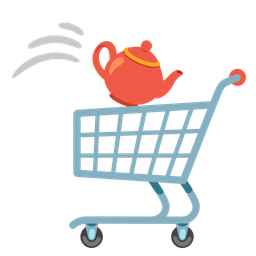 shopping cart and teapot