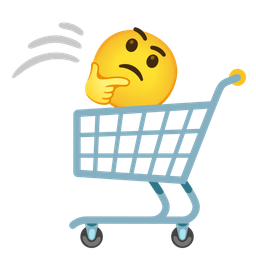 shopping cart and thinking face