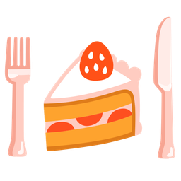 Shortcake and Fork and knife with plate