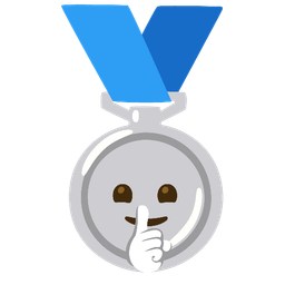 shushing face and 2nd place medal