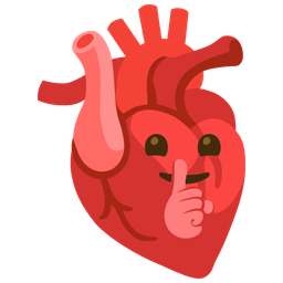shushing face and anatomical heart