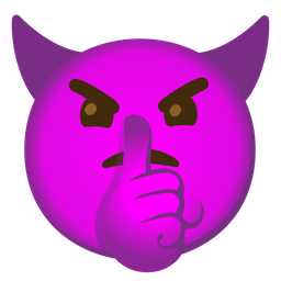 shushing face and angry face with horns