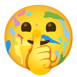 shushing face and artist palette