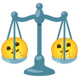 shushing face and balance scale