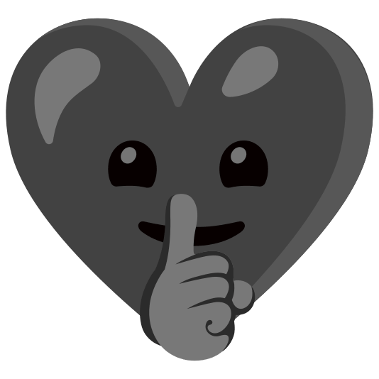 Shushing face and Black heart