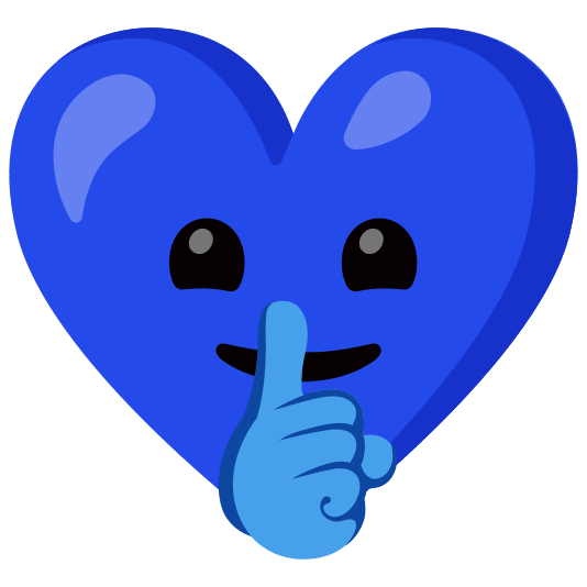 Shushing face and Blue heart