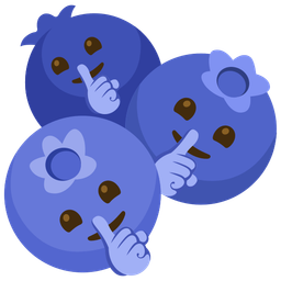 shushing face and blueberries