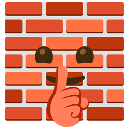 shushing face and brick