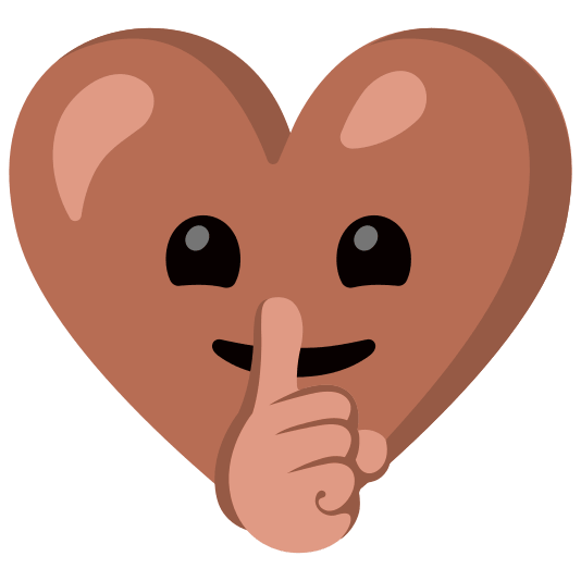 Shushing face and Brown heart