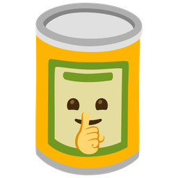 shushing face and canned food