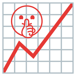 shushing face and chart increasing