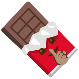 shushing face and chocolate bar