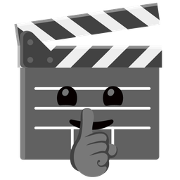 shushing face and clapper board