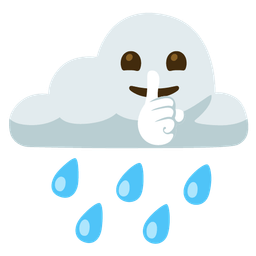 shushing face and cloud with rain