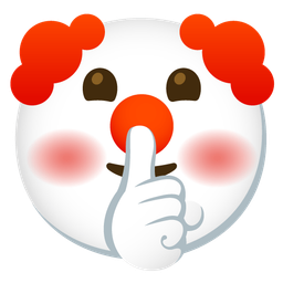 shushing face and clown face