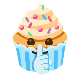 shushing face and cupcake