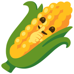 shushing face and ear of corn