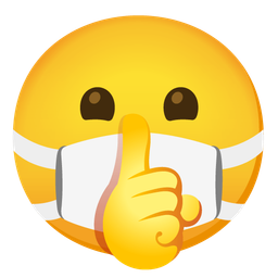 shushing face and face with medical mask