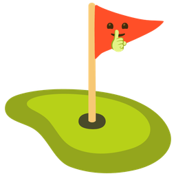 shushing face and flag in hole