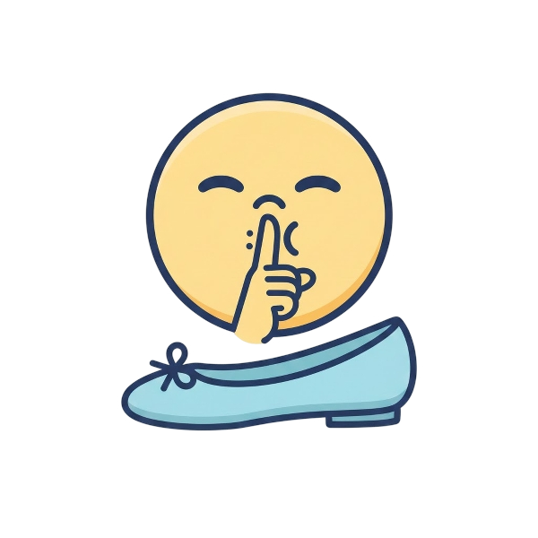 Shushing face and Flat shoe