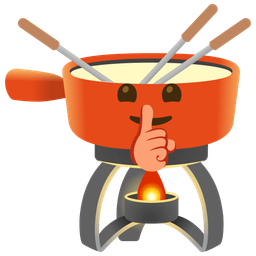 shushing face and fondue