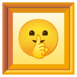 shushing face and framed picture