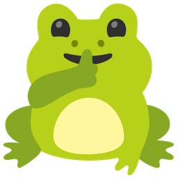 shushing face and frog