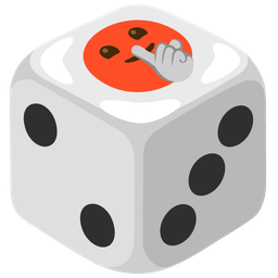 shushing face and game die